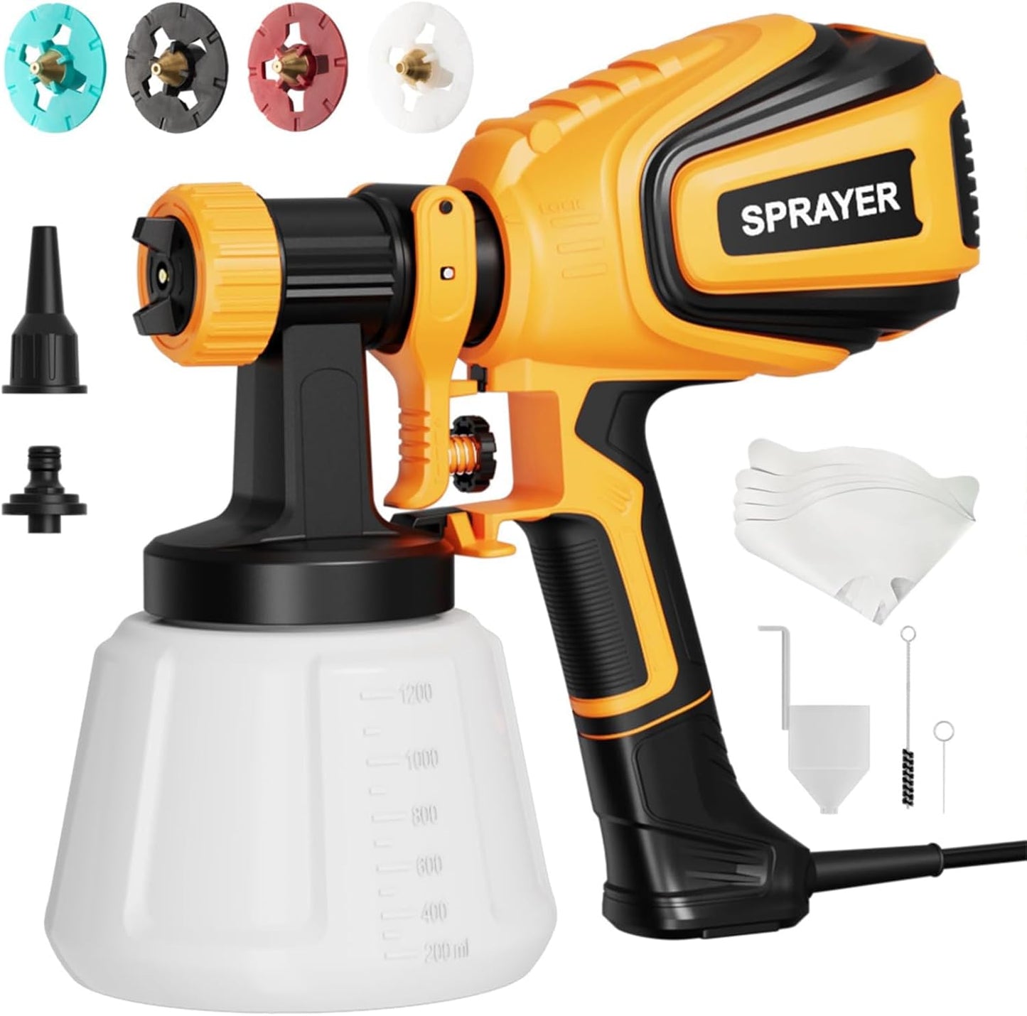 700W HVLP Paint Spray Gun Pro Kit: 4 Nozzles, 3 Patterns + Cleaning & Blowing System – Transform Furniture, Walls, Fences & More!