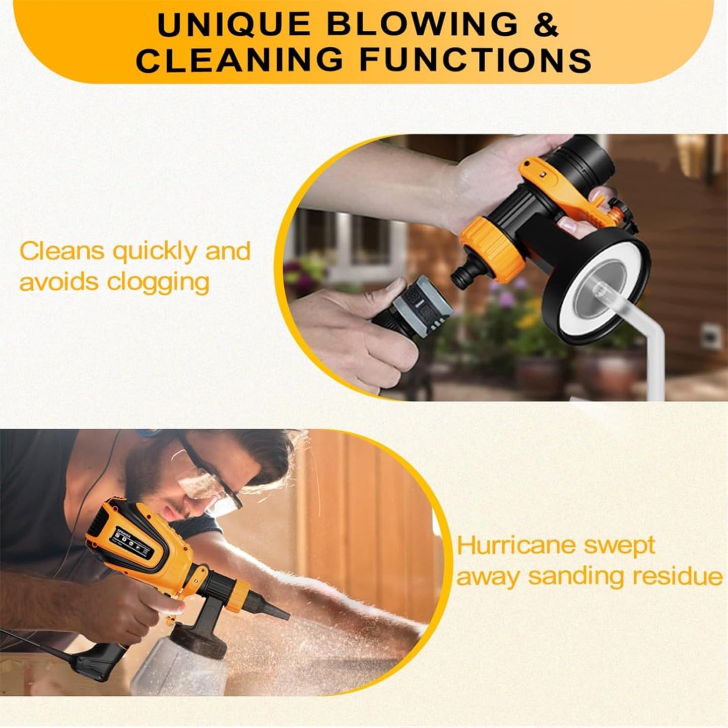 700W HVLP Paint Spray Gun Pro Kit: 4 Nozzles, 3 Patterns + Cleaning & Blowing System – Transform Furniture, Walls, Fences & More!