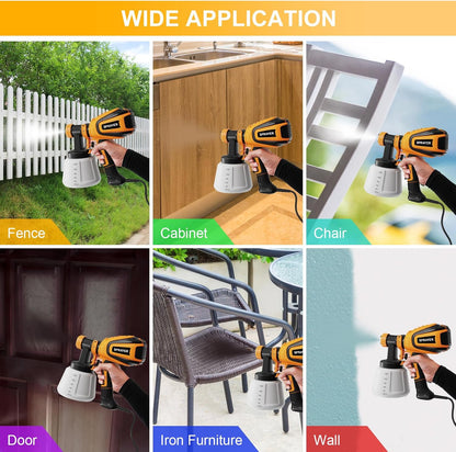 700W HVLP Paint Spray Gun Pro Kit: 4 Nozzles, 3 Patterns + Cleaning & Blowing System – Transform Furniture, Walls, Fences & More!